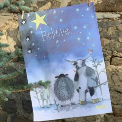 Alex Clark Christmas 100% Cotton Tea Towel - Believe