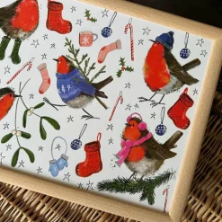 Alex Clark Christmas Laptray - Festive Robins