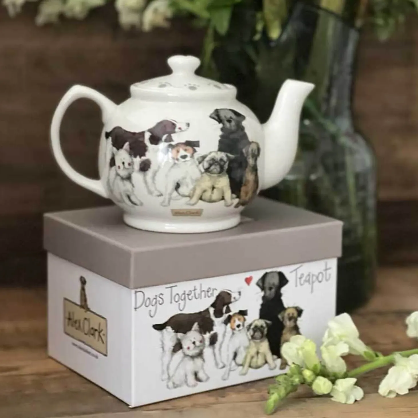 Alex Clark 2-3 Cup Teapot - Dogs Together