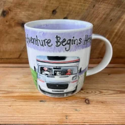 Alex Clark 400ml Mug - Adventure Begins Here - Motorhome