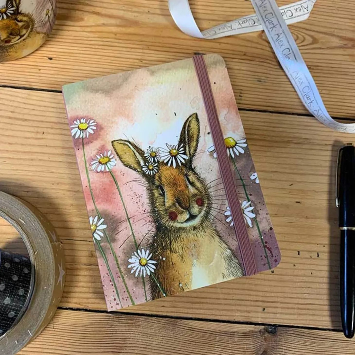 Alex Clark Small Chunky Notebook - Rabbit & Daisies