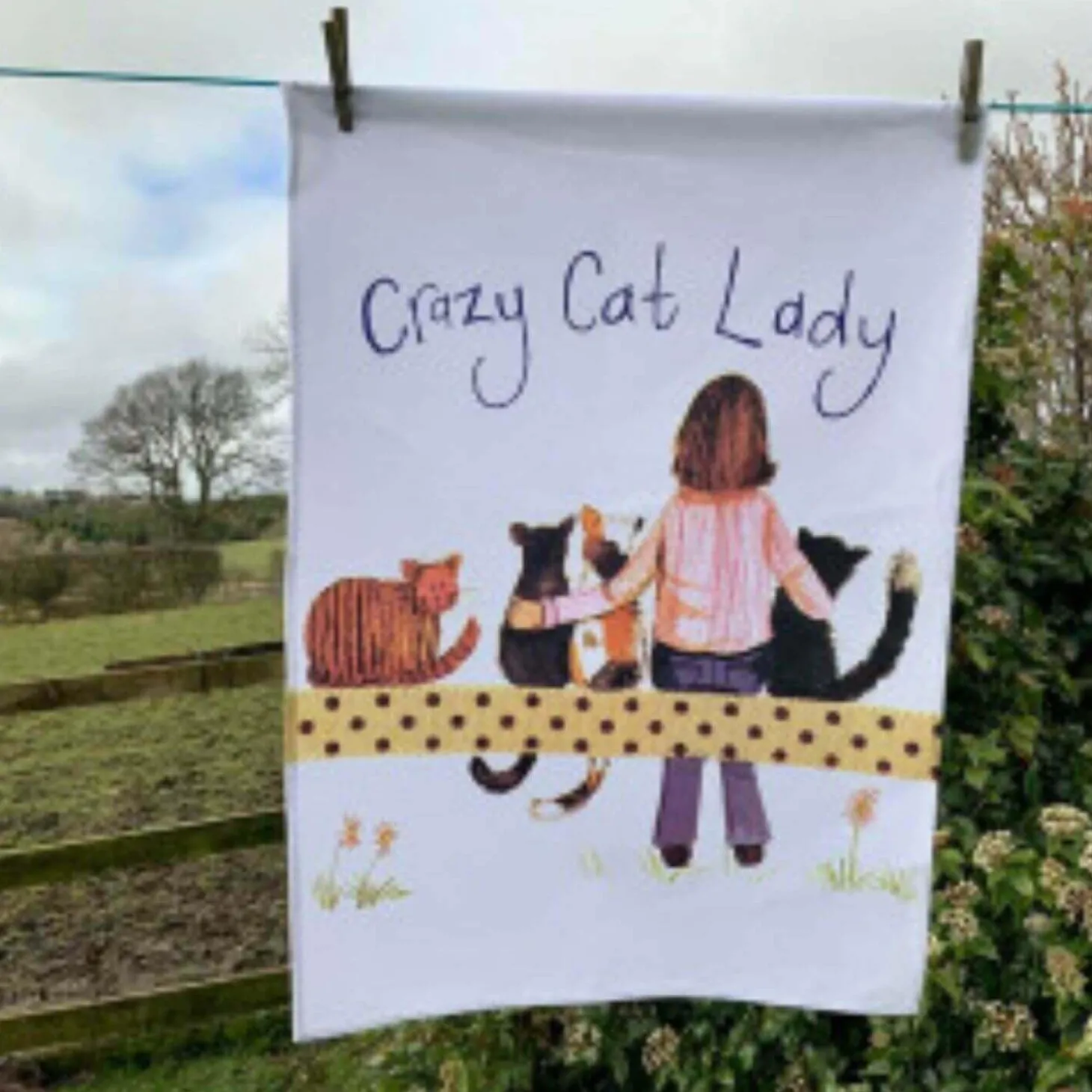 Alex Clark Tea Towel - Crazy Cat Lady