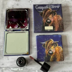 Alex Clark Vegan Leather Compact Mirror - Highland Cow