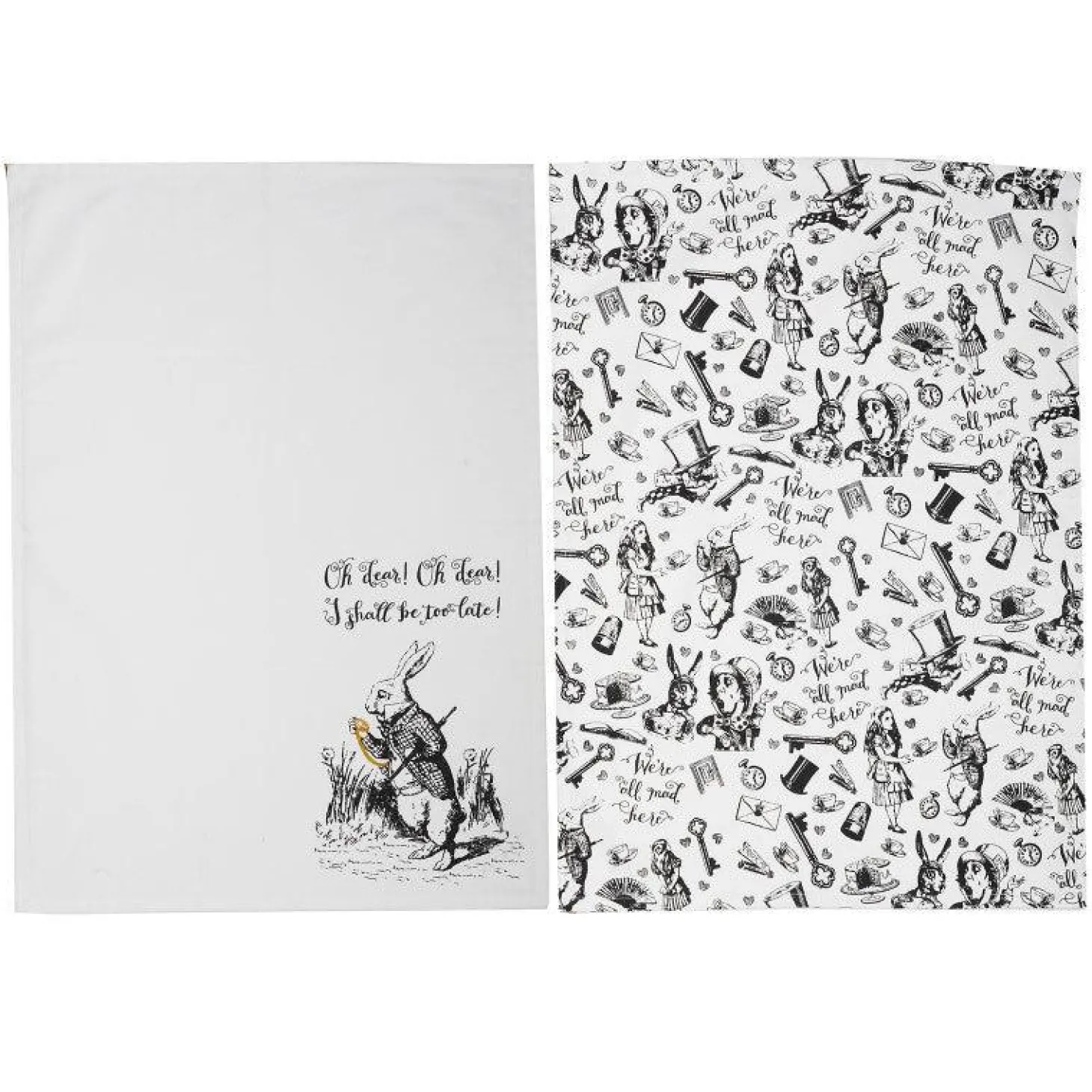Alice in Wonderland Tea Towels - Set of 2