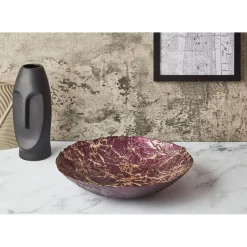 Anton Studio Designs Gold Marble Glass Round Bowl - 33cm