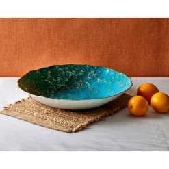 Anton Studio Designs Marbled Lagoon Glass Bowl - 39.5cm