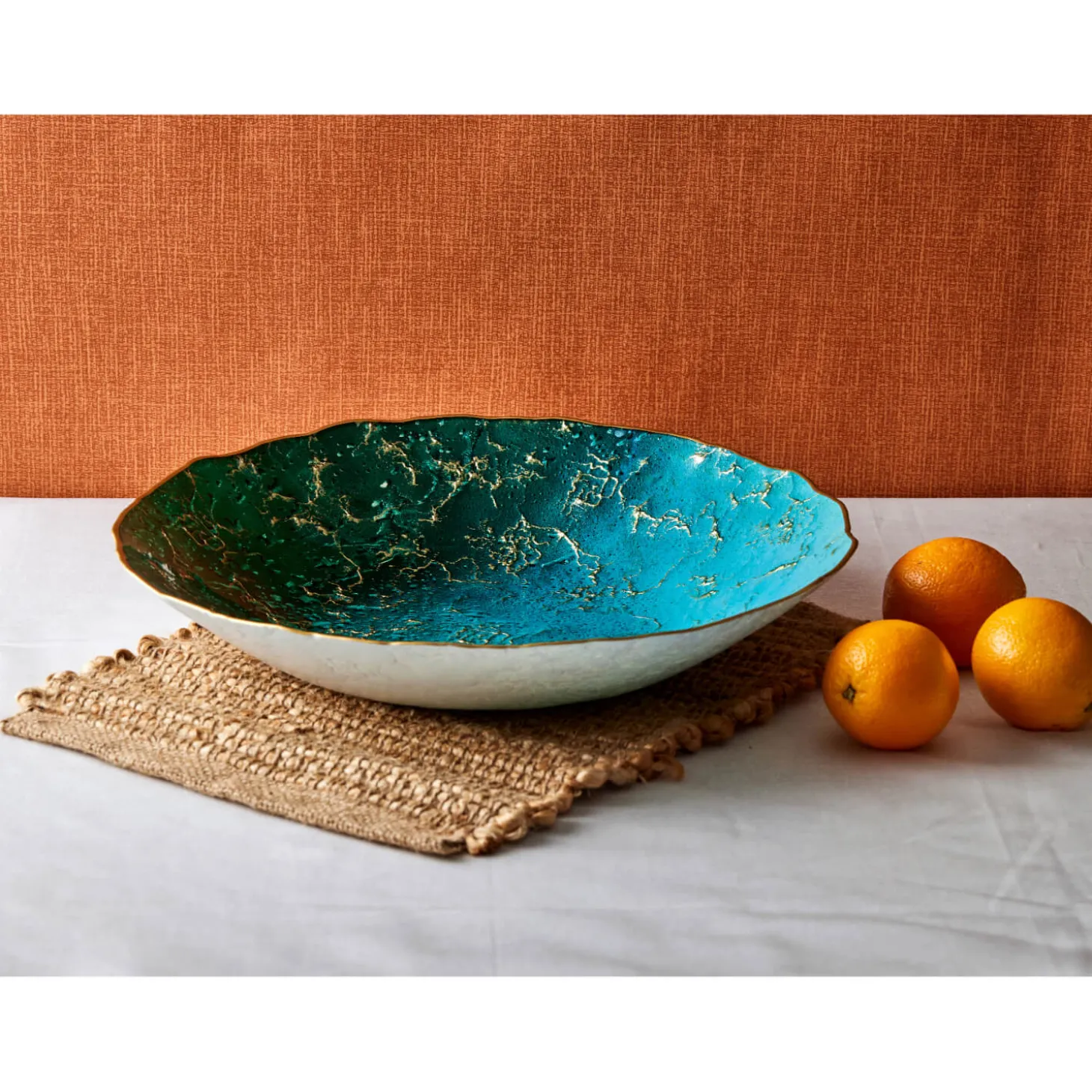 Anton Studio Designs Marbled Lagoon Glass Bowl - 39.5cm