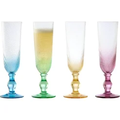 Anton Studios Design Swirl 4 Piece Champagne Glass Set