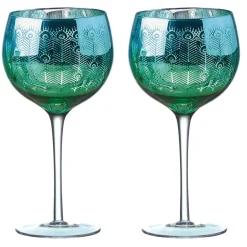 Artland Peacock 2 Piece Gin Glass Set