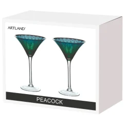 Artland Peacock 2 Piece Martini Glass Set
