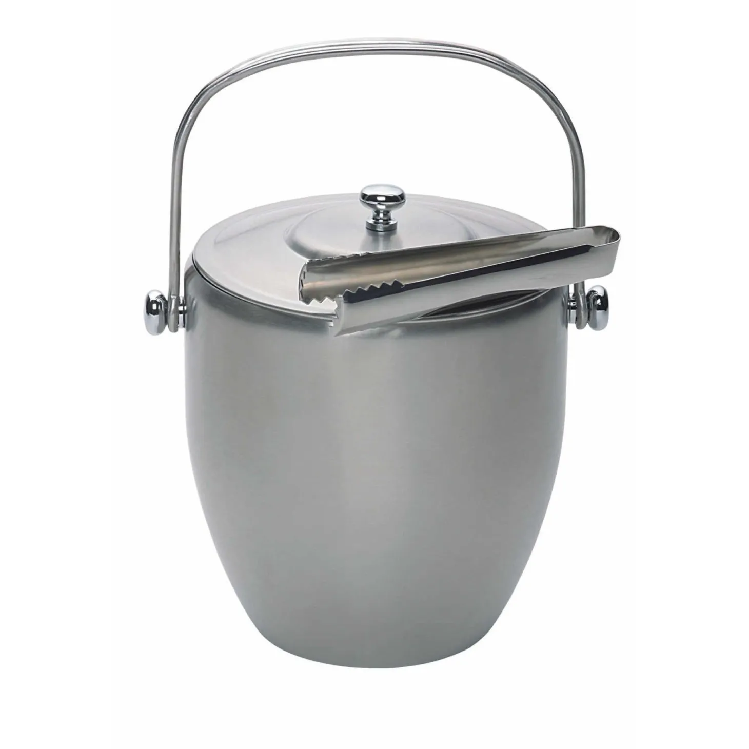 Barcraft Brushed Steel Ice Bucket With Lid & Tongs