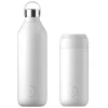 Chilly's Series 2 1 Litre Reusable Water Bottle & 50cl Coffee Cup Set - Arctic White