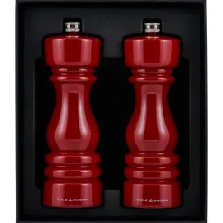 Cole & Mason London 18cm Salt & Pepper Mill Set - Red Gloss
