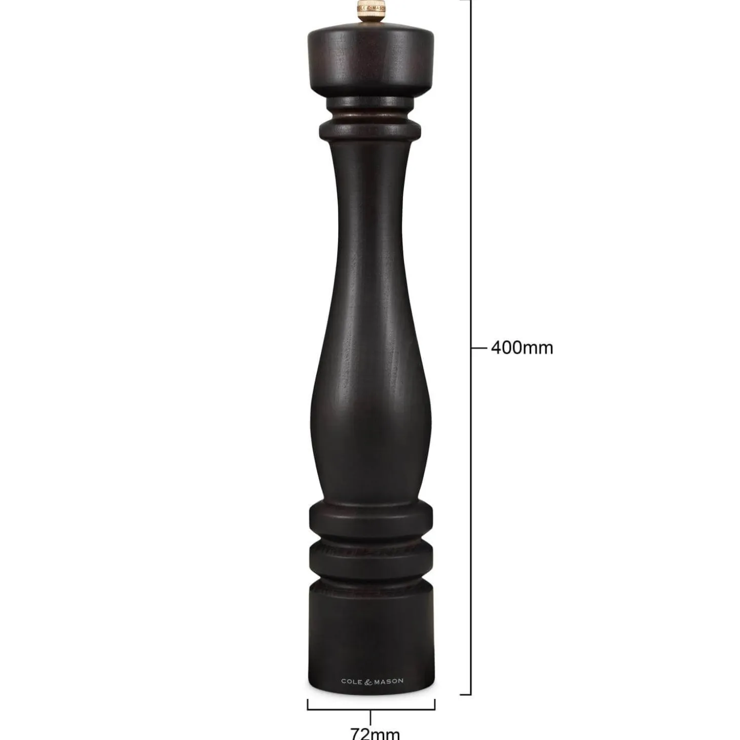 Cole & Mason London Large 40cm Beech Wood Pepper Mill - Chocolate