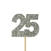 Creative Party Glitter No. 25 Numeral Moulded Cupcake Toppers - Silver