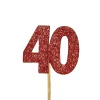 Creative Party Glitter No. 40 Numeral Moulded Cupcake Toppers - Ruby