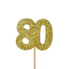 Creative Party Glitter No. 80 Numeral Moulded Cupcake Toppers - Gold