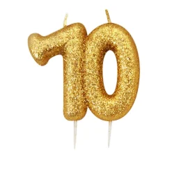 Creative Party Glitter Numeral Moulded Gold Pick Candle - Age 70