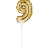 Creative Party No. 9 Self-Inflating Mini Balloon Cake Topper - Gold