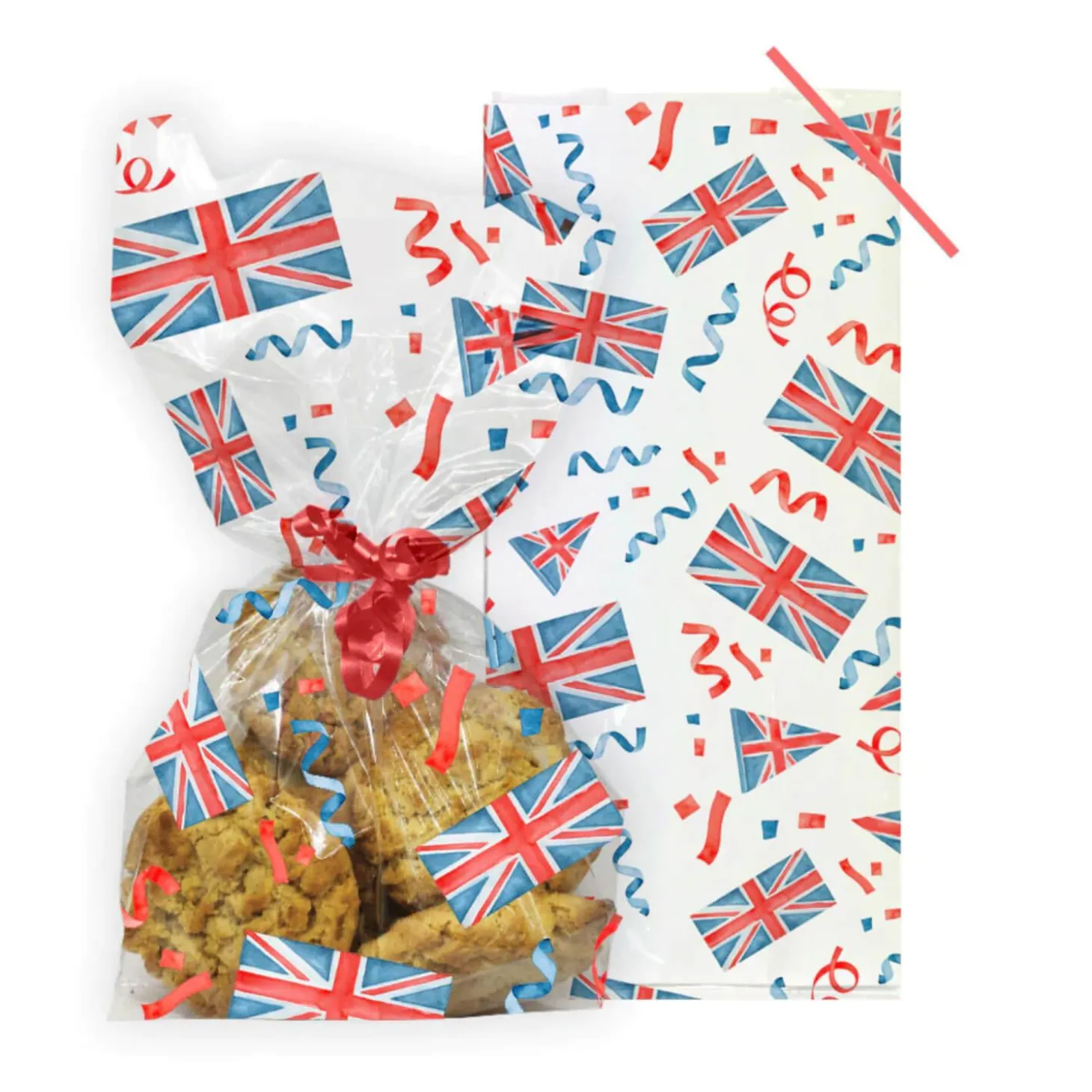 Creative Party 20 Pack Cello Bags With Twist Ties - Union Jack