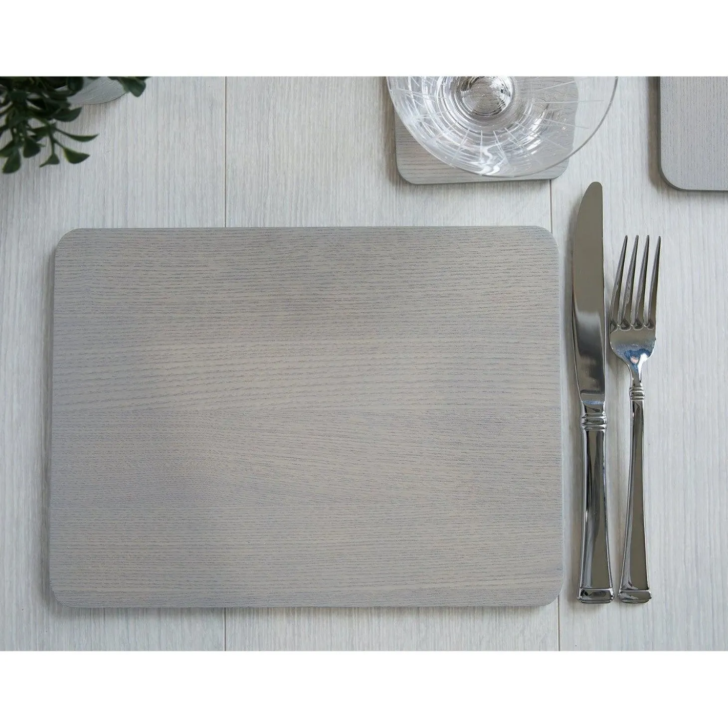 Creative Tops Naturals 4 Piece Rectangle Placemat Set - Grey Veneer