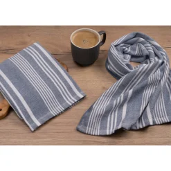 Cuisinart Pack of 2 Antimicrobial Professional Fouta Yarn Dye Tea Towel - Blue Stripe