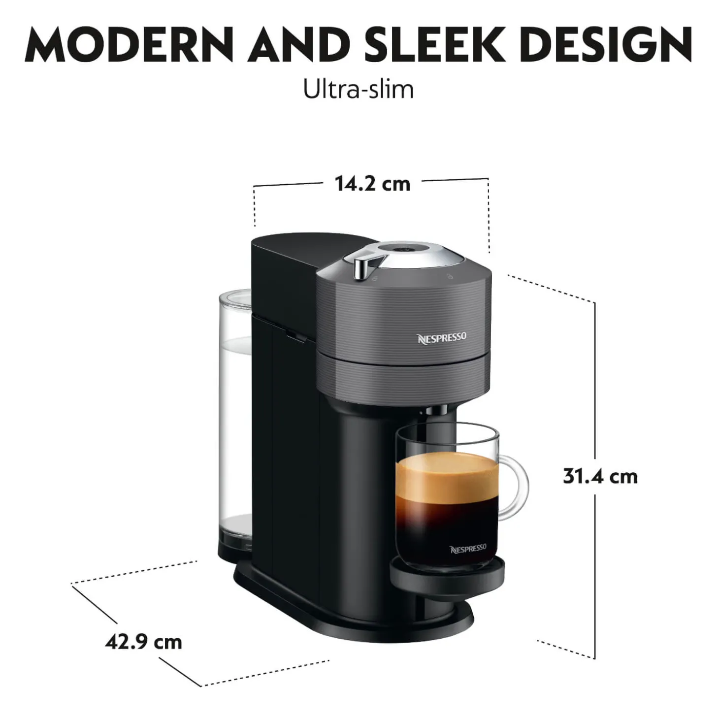 De'Longhi EN120.GYAE Nespresso Vertuo Next Coffee Machine + Aeroccino Milk Frother - Grey