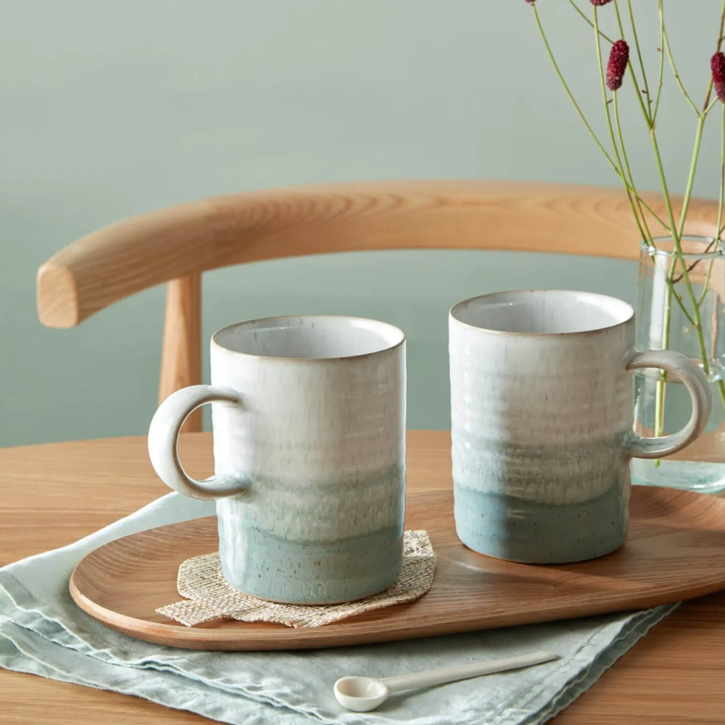 Denby Kiln 410ml Ridged Mug - Green