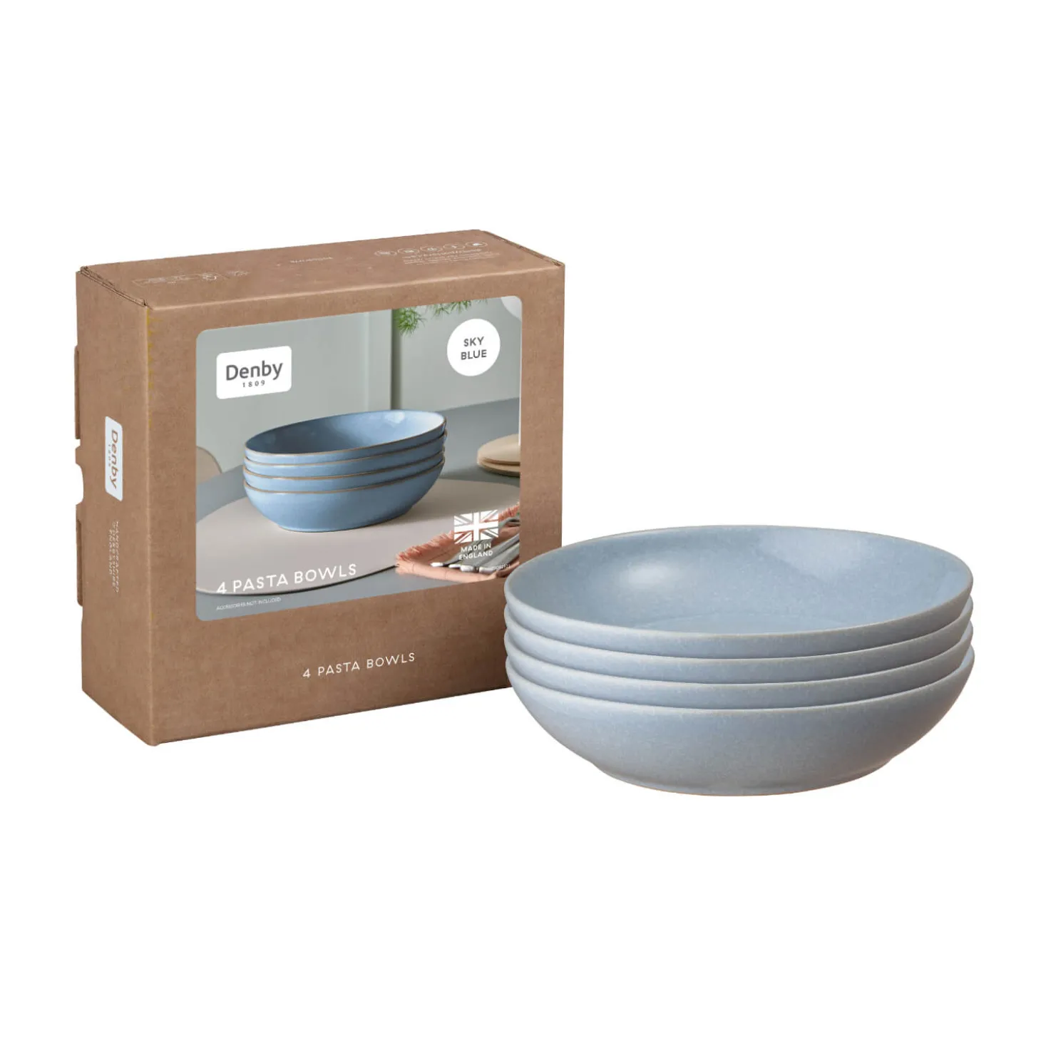Denby Stoneware 4-Piece Pasta Bowls - Sky Blue