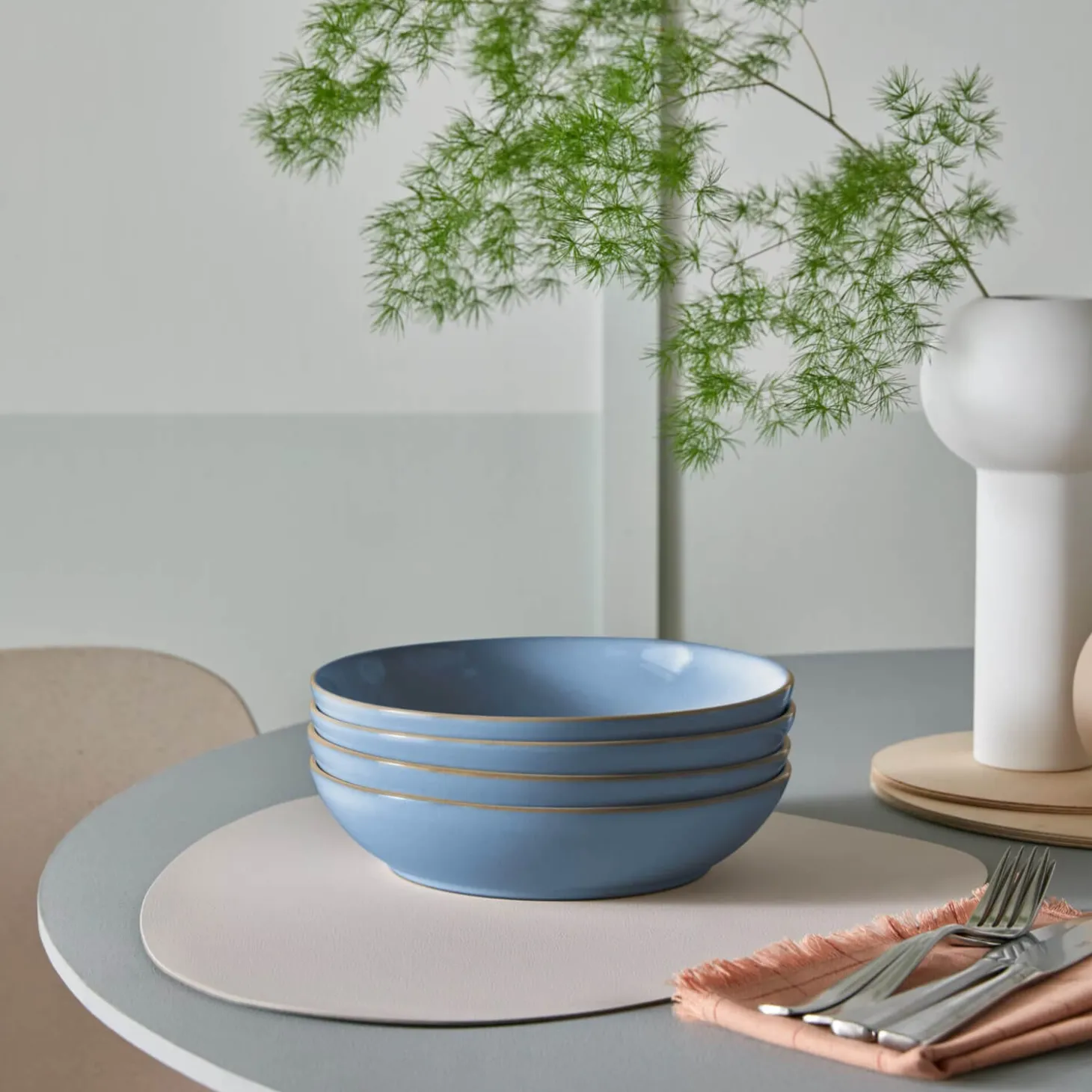 Denby Stoneware 4-Piece Pasta Bowls - Sky Blue