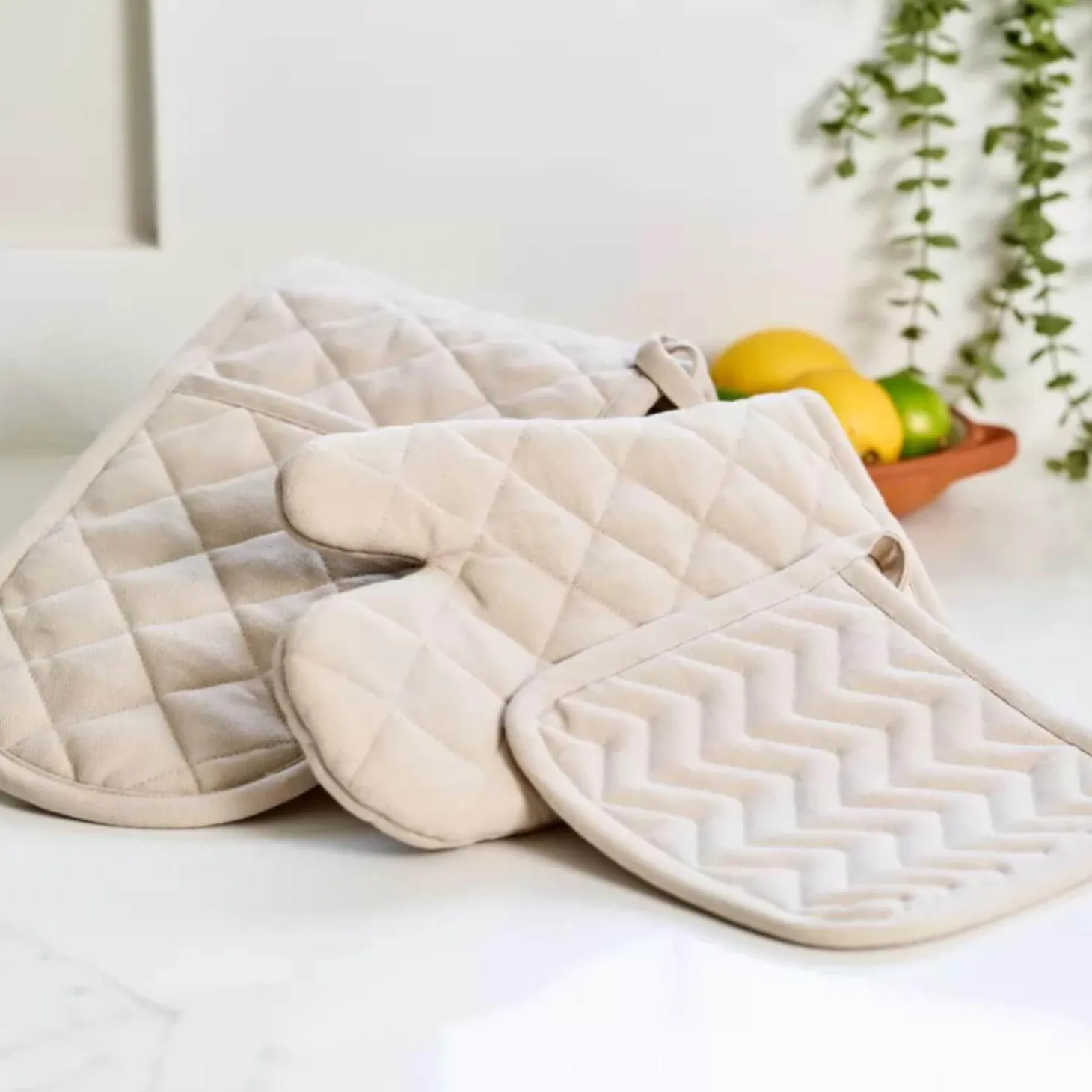 Dexam Love Colour Cotton Double Oven Gloves - Stone