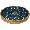 Dexam Sintra Mango Wood Spotted Chip & Dip Bowl - Ink Blue