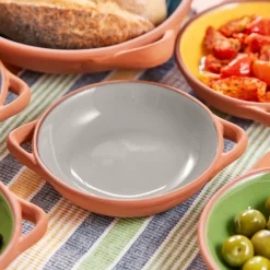Dexam Sintra Small Glazed Terracotta Tapas Dish - Stone