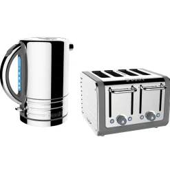Dualit Architect 1.5 Litre Jug Kettle & 4 Slot Toaster Set - Grey & Stainless Steel