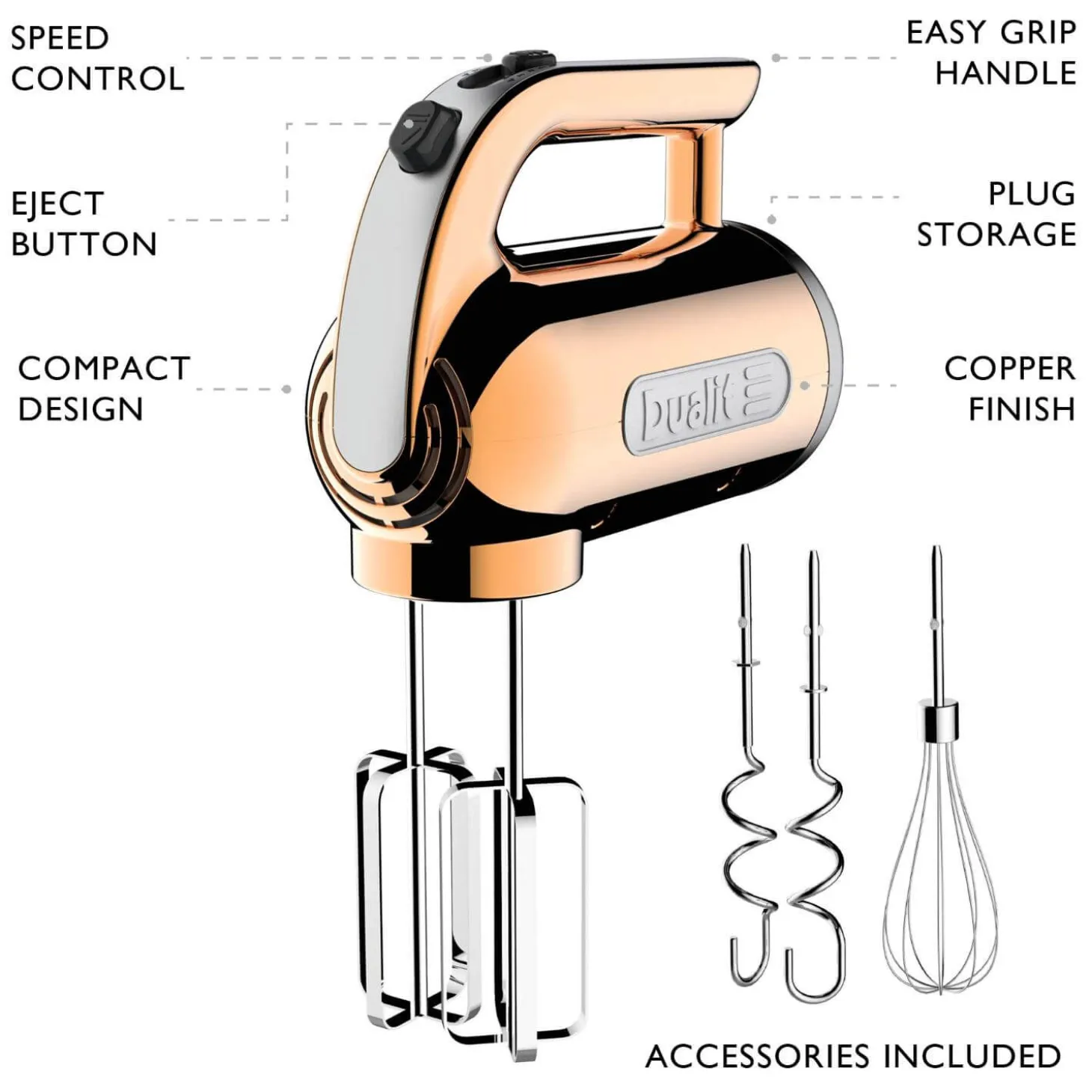 Dualit 89307 400W Hand Mixer - Copper