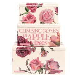 Emma Bridgewater Toast 3-Piece Square Cake Tin Set - Rose & Pink