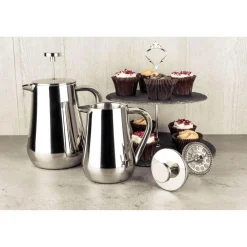 Grunwerg Cafe Ole Double Wall Stainless Steel Cafetiere - 6 Cup