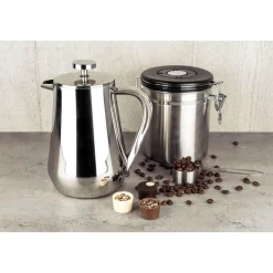 Grunwerg Cafe Ole Double Wall Stainless Steel Cafetiere - 8 Cup