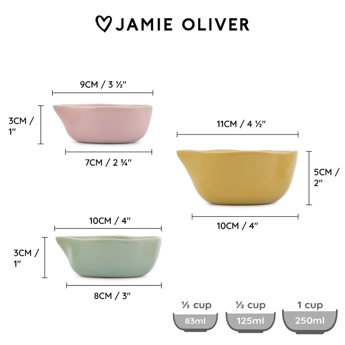 Jamie Oliver Big Love Nesting Stoneware Pinch-Me Pots - Set Of 3