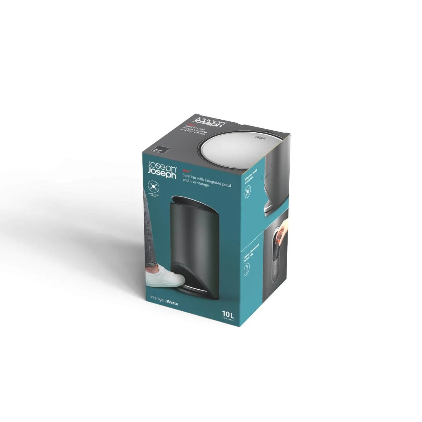 Joseph Joseph Arc 10 Litre Easy-Push Pedal Bin - Carbon Black