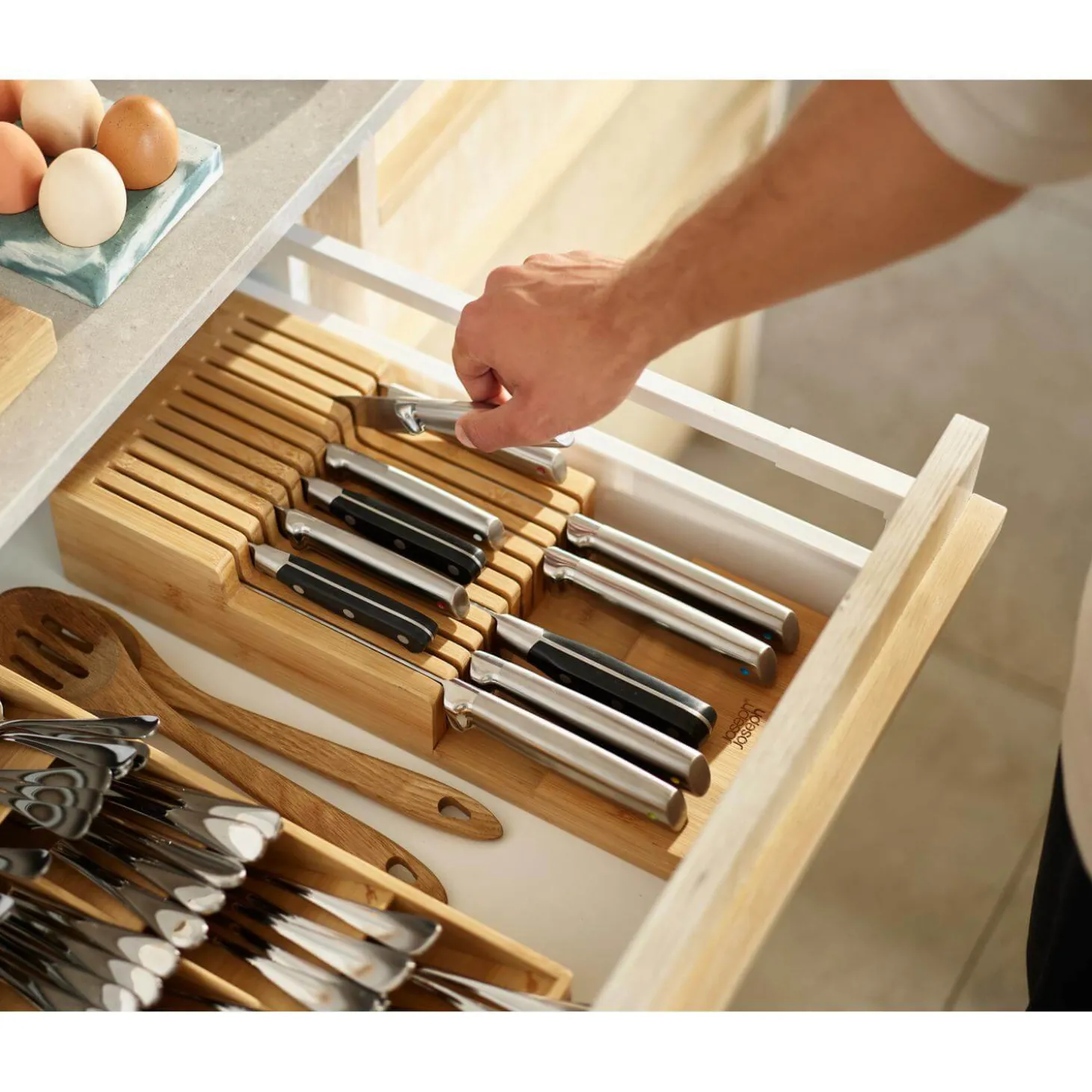 Joseph Joseph DrawerStore Large Bamboo 2-Tier Knife Organiser