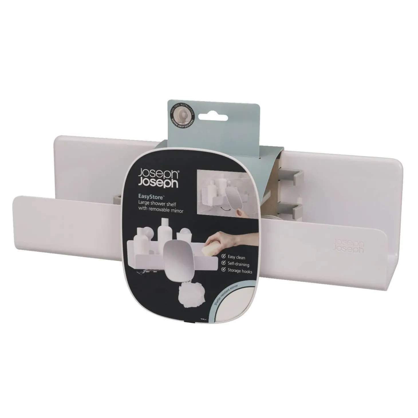 Joseph Joseph EasyStore Large Shower Shelf With Mirror