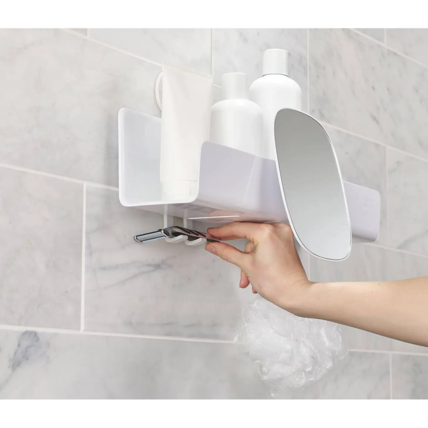 Joseph Joseph EasyStore Large Shower Shelf With Mirror