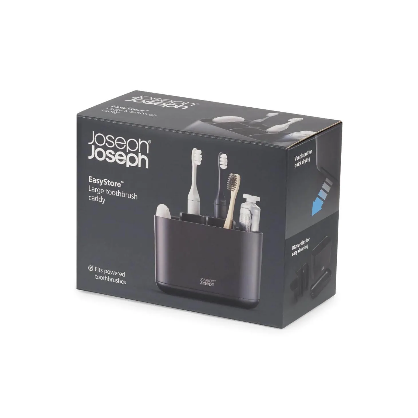 Joseph Joseph EasyStore Large Toothbrush Caddy - Matt Black