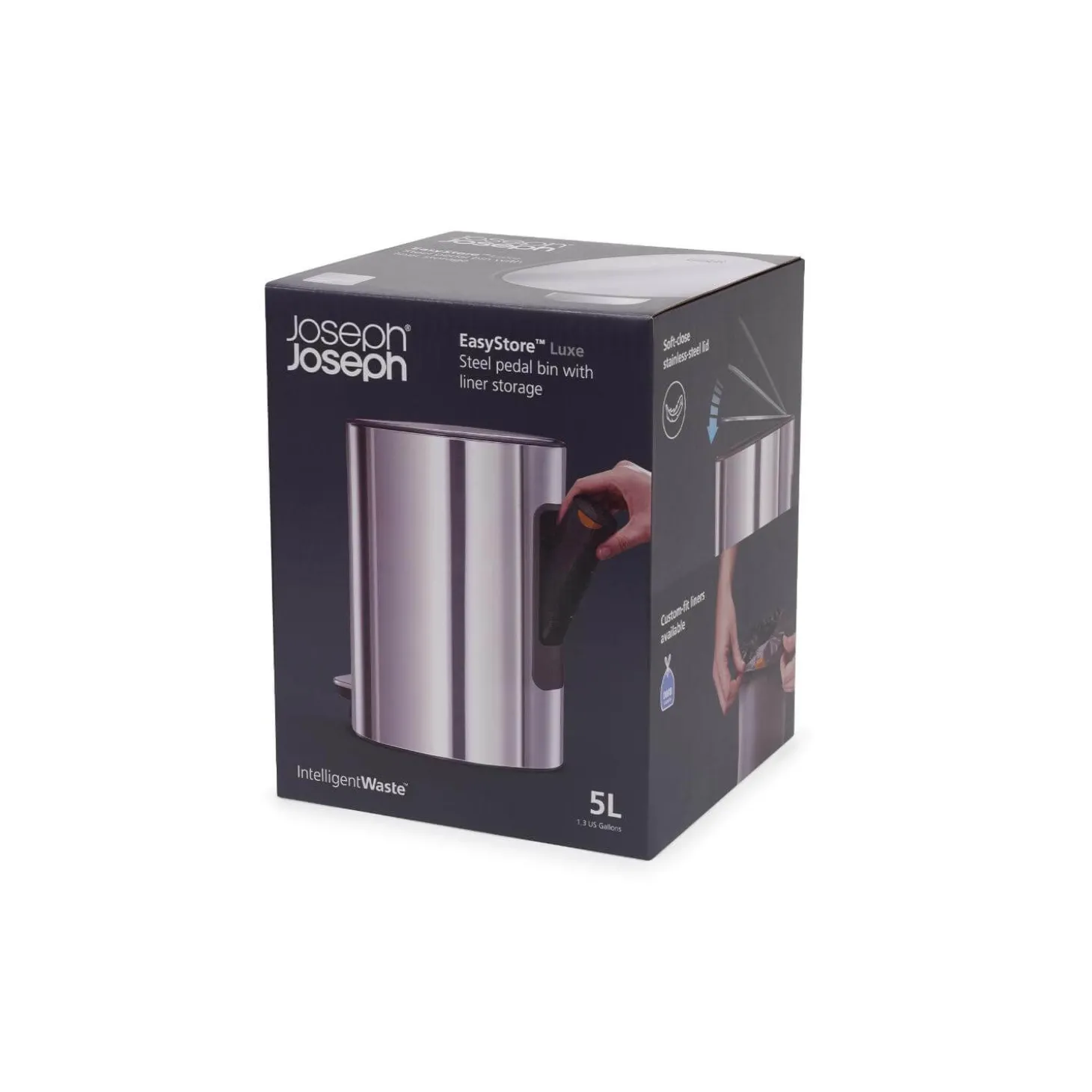 Joseph Joseph EasyStore Luxe 5-Litre Pedal Bin - Stainless Steel