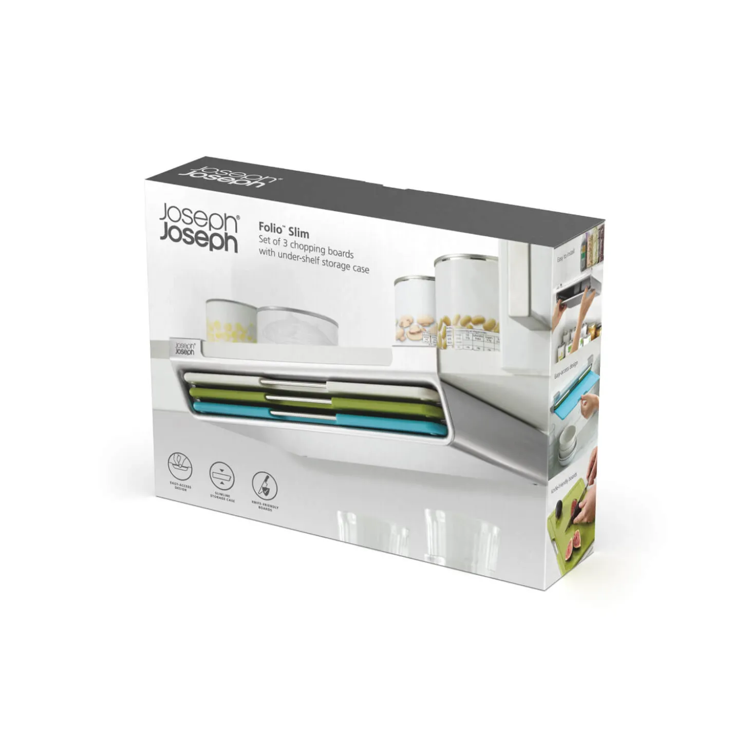 Joseph Joseph Editions Folio Slim 3-Piece Hanging Chopping Board Set - Multi Coloured