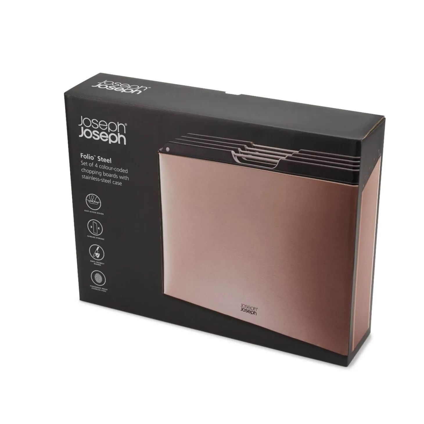 Joseph Joseph Folio Steel 4-Piece Chopping Board Set - Rose Gold