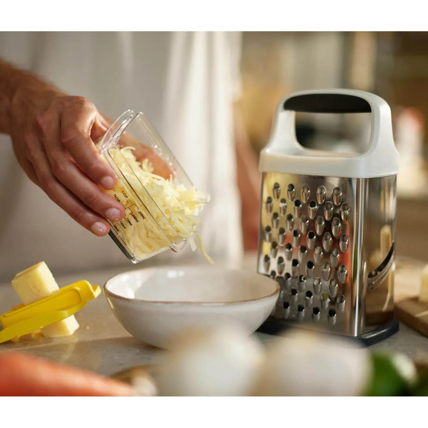 Joseph Joseph Multi-Grip Box Grater with Precision Food Grip - Yellow