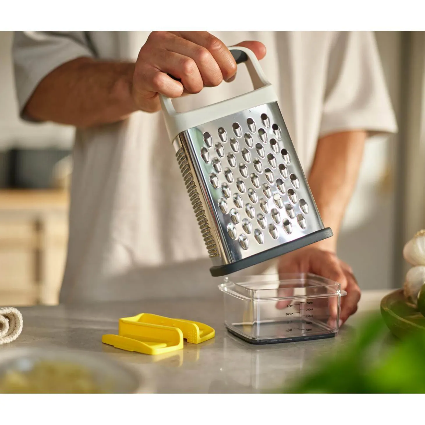 Joseph Joseph Multi-Grip Box Grater with Precision Food Grip - Yellow