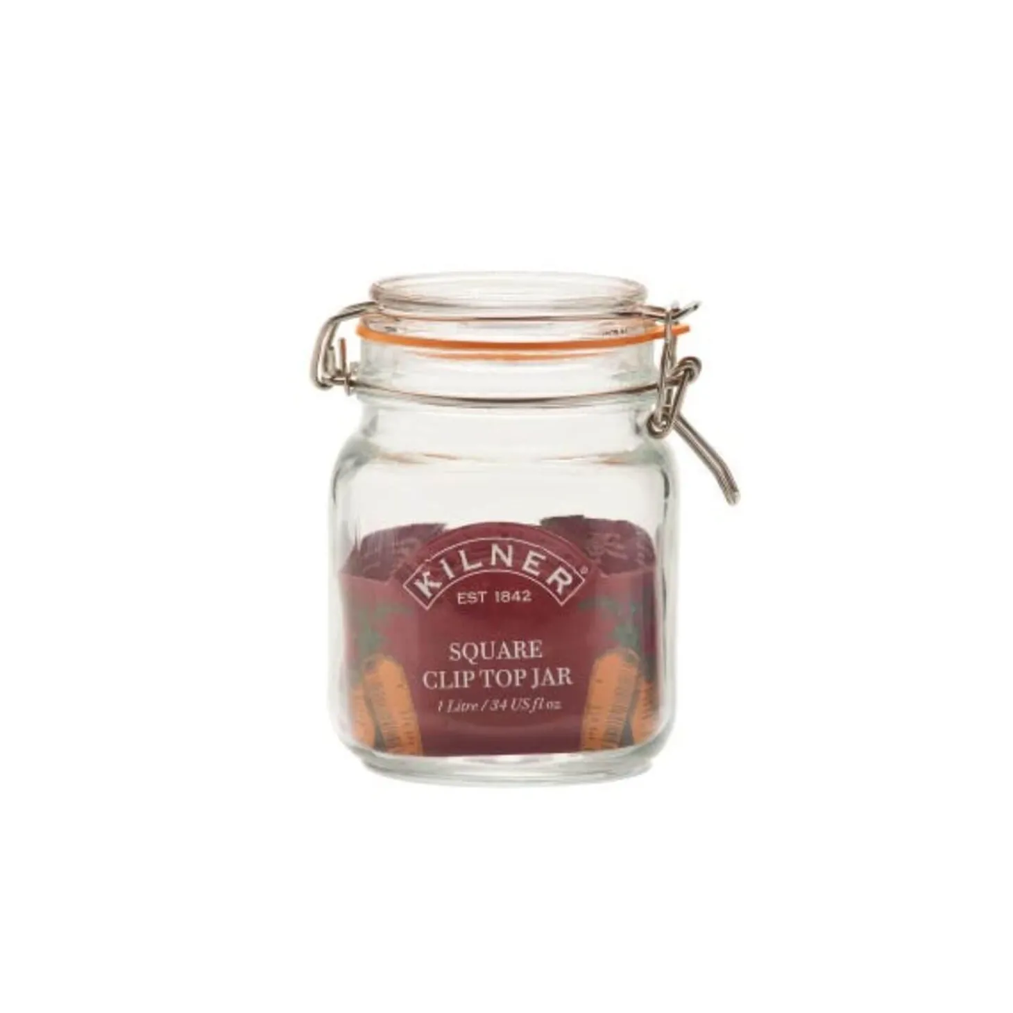 Kilner Glass Square Clip Top Storage Jar - 1 Litre